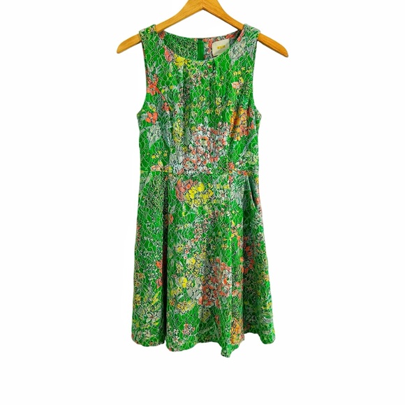 Anthropologie Maeve Verbena Floral Multicolor Lace Fit & Flare Dress Size 0 - Picture 4 of 15